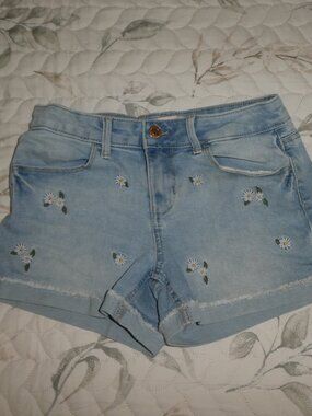SO Girls Denim Jean Shorts with Flowers Size 12